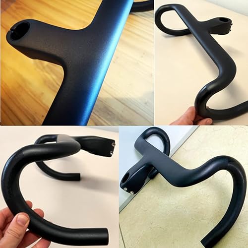 Miniatura 6 de Manillar integrado para bicicleta de carretera, manillar plano integrado de 16.5in de ruta interna, manillar de carretera de carbono de 28.61.252in