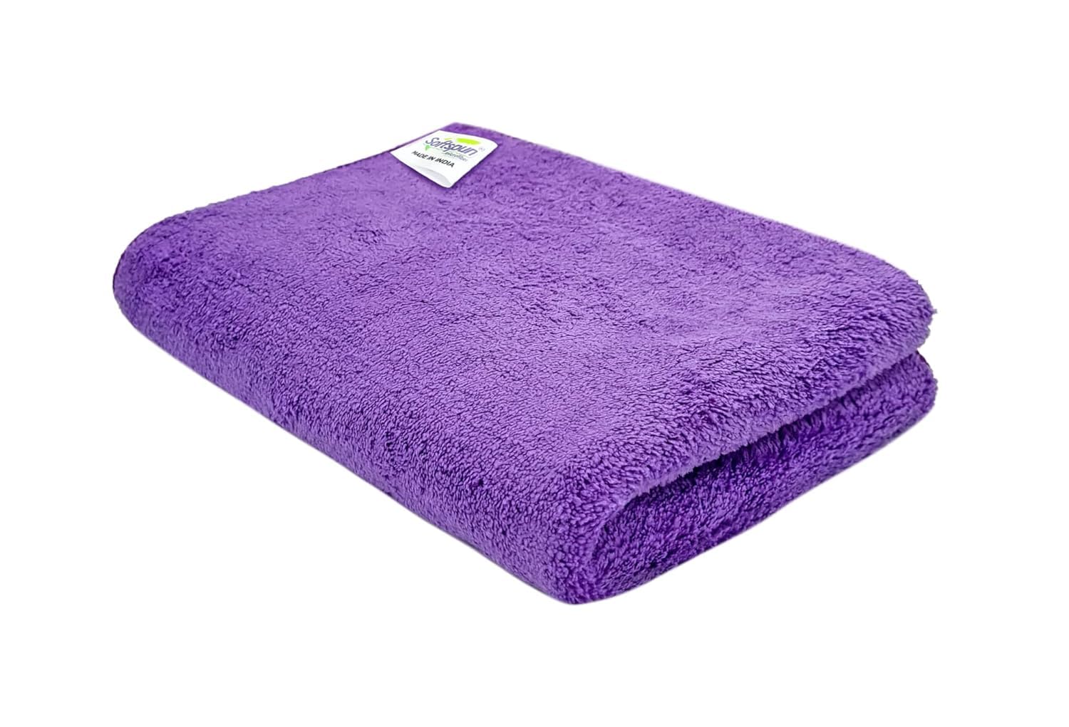 SOFTSPUN 900 GSM, Microfiber Cloth 30x40 Cms 1 Piece Purple+Grey Towel Set ! Extra Thick Microfiber Cleaning Cloths Perfect for Bike, Auto, Cars Both Interior and Exterior.