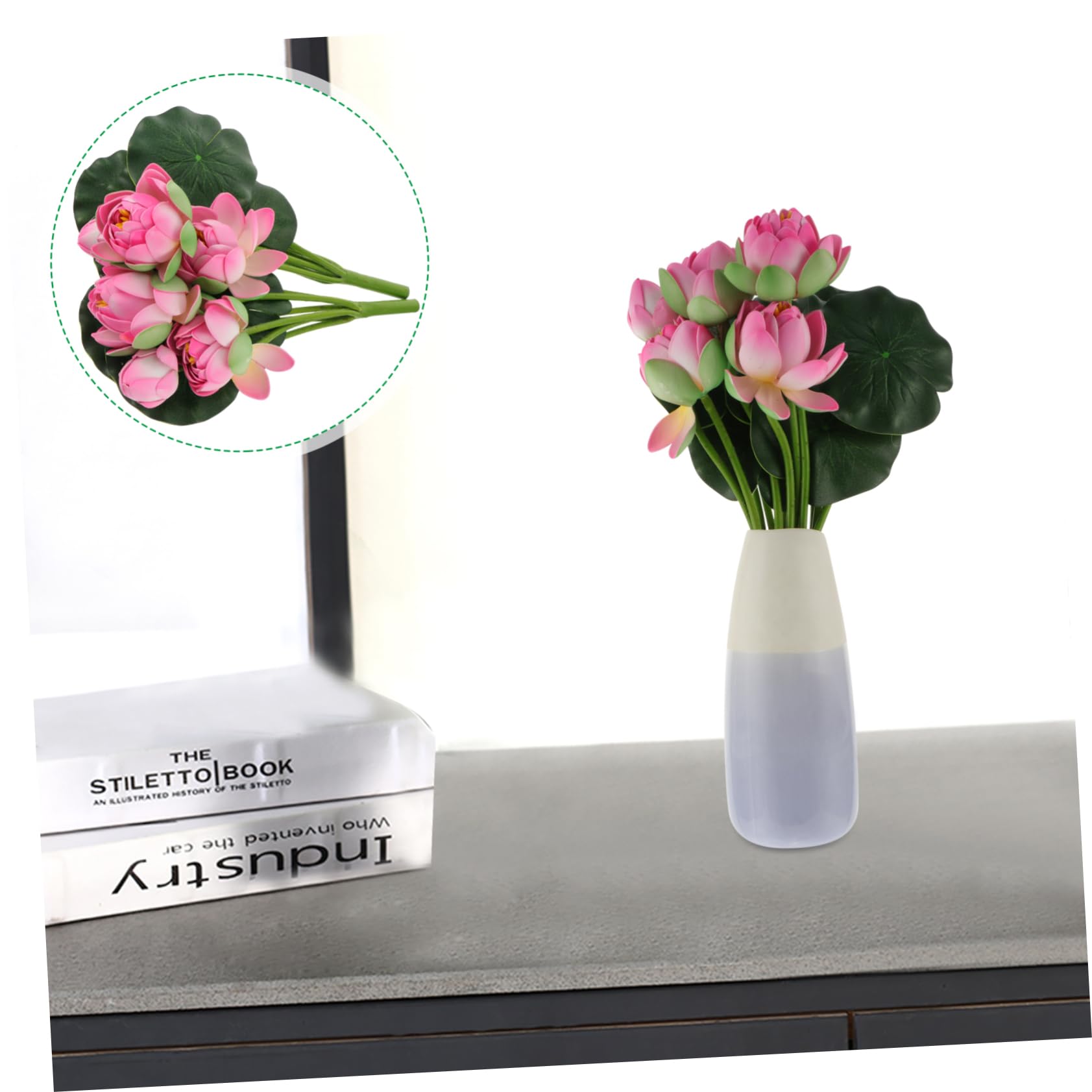 ULTECHNOVO Künstliche Rosa Blumen Stück 2 Veryhome aus Lotusblumen Eva in Blumendekoration Fensterbank und Büro