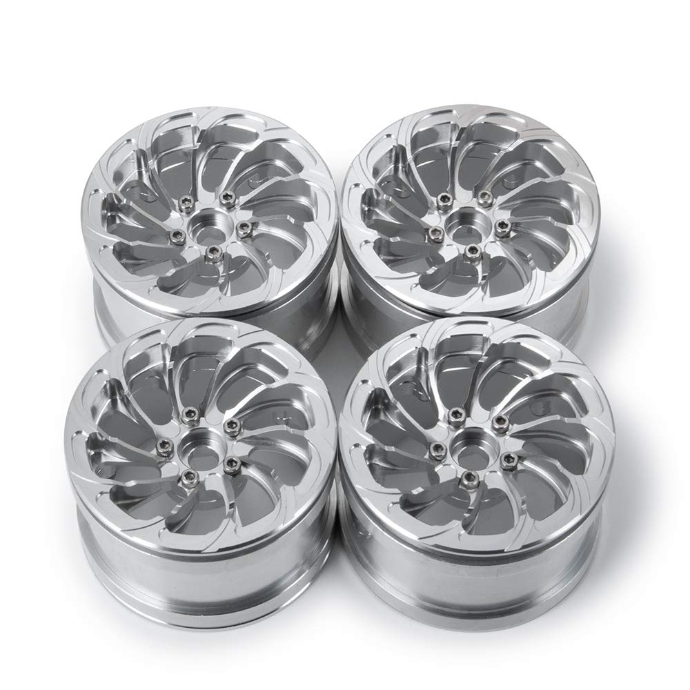 QUPA AM STORE RC Aluminum Alloy 2.2inch Beadlock Wheels 4PCS Wheel Hubs for 1/10 SCX10 D90 Wraith 90048 90018 RR10 RC Crawler Car Accessories(Silver)