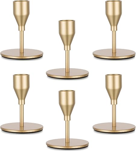 Miniatura 8 de Portavelas cónicos dorados para candelabros soporte de velas de Navidad Candeldo a granel, centro de mesa a granel, juego de 6 velas de metal,
