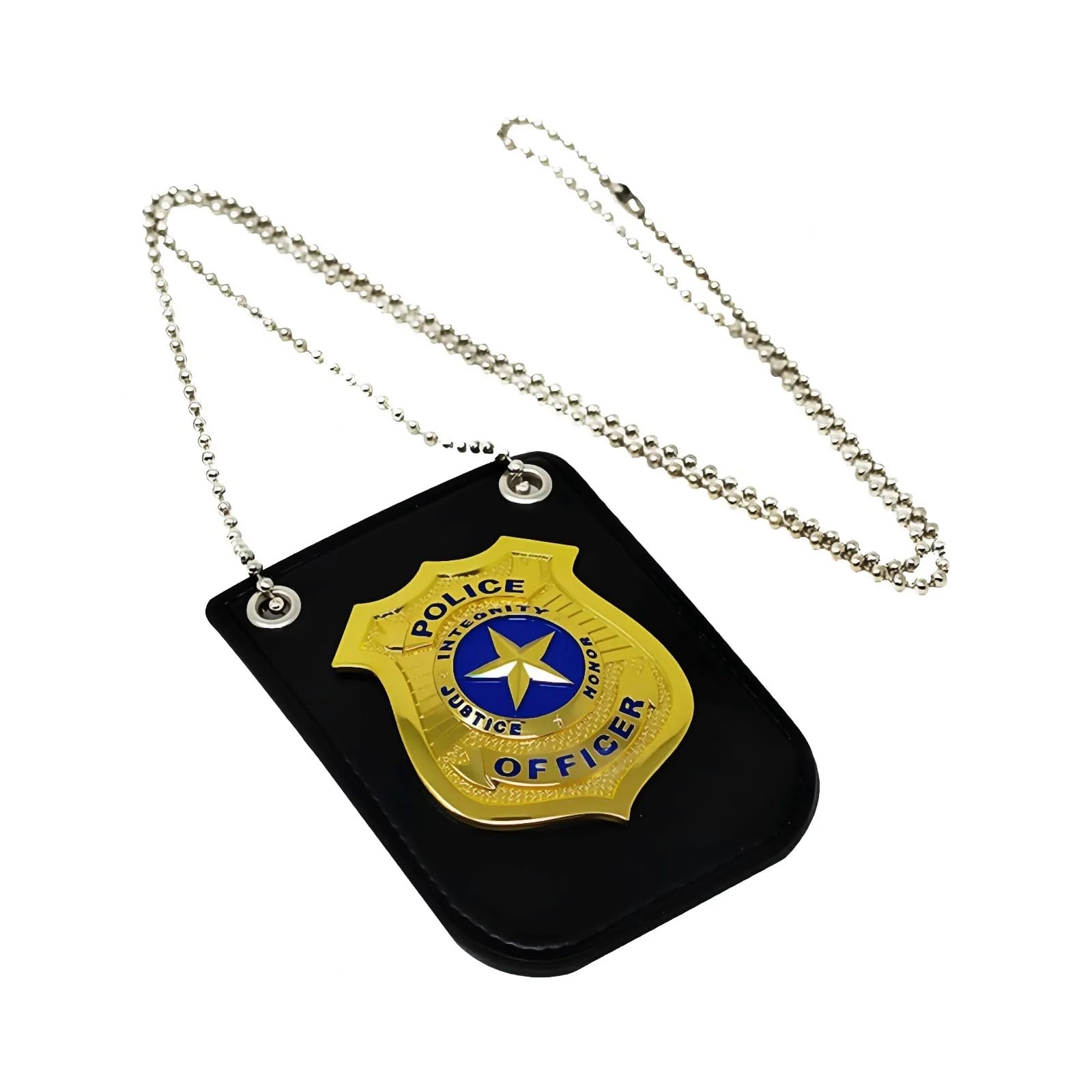 HAICN Police Badge with Chain and Belt Clip Fake Police Badge Necklace Cop Play Necklace Police Costume Accessories for Halloween Dress Up Christmas