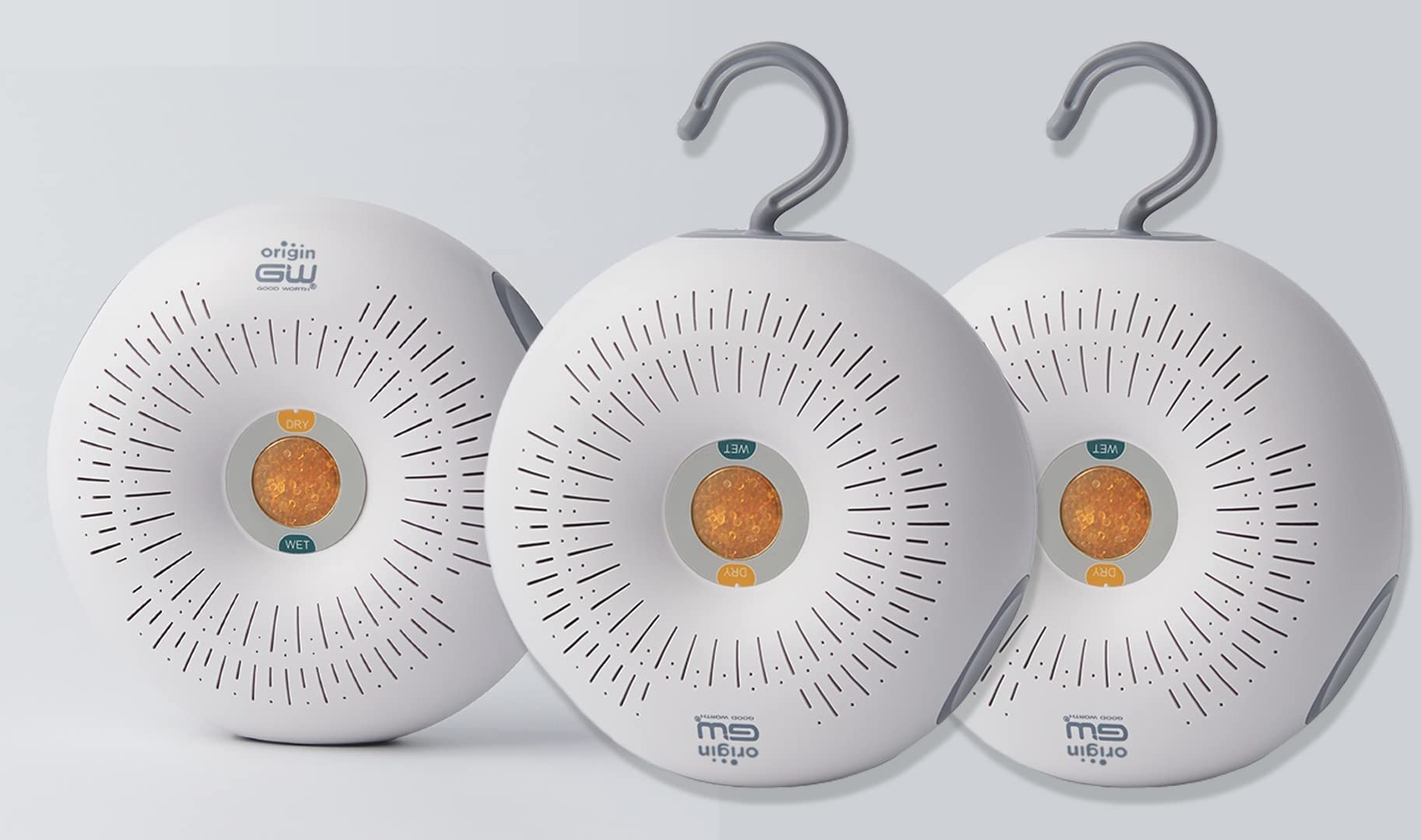 Origin Moisture Absorber + Mini Dehumidifier With Natural Silica Gel; Reusable & Rechargeable For Years. Removes Excess Moisture, Musty Smell. For Wardrobe, Study, Food Storage Cabinet, Car(Pack of 3)