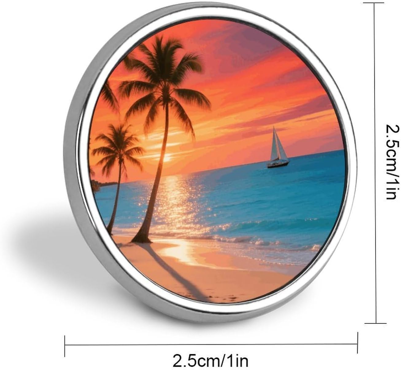 Mens Lapel Pins for Suits Brooch Badge, Sunset Coconut Tree image 2