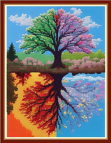 Redxing Stamped Cross Stitch Kits Embroidery kit for Beginners Adults Full Range of Embroidery Patterns Starter Kits DIY Printed Cross Stitch Kits Needlepoint Kits 11CT-Magic Tree 15.7x19.7 inch