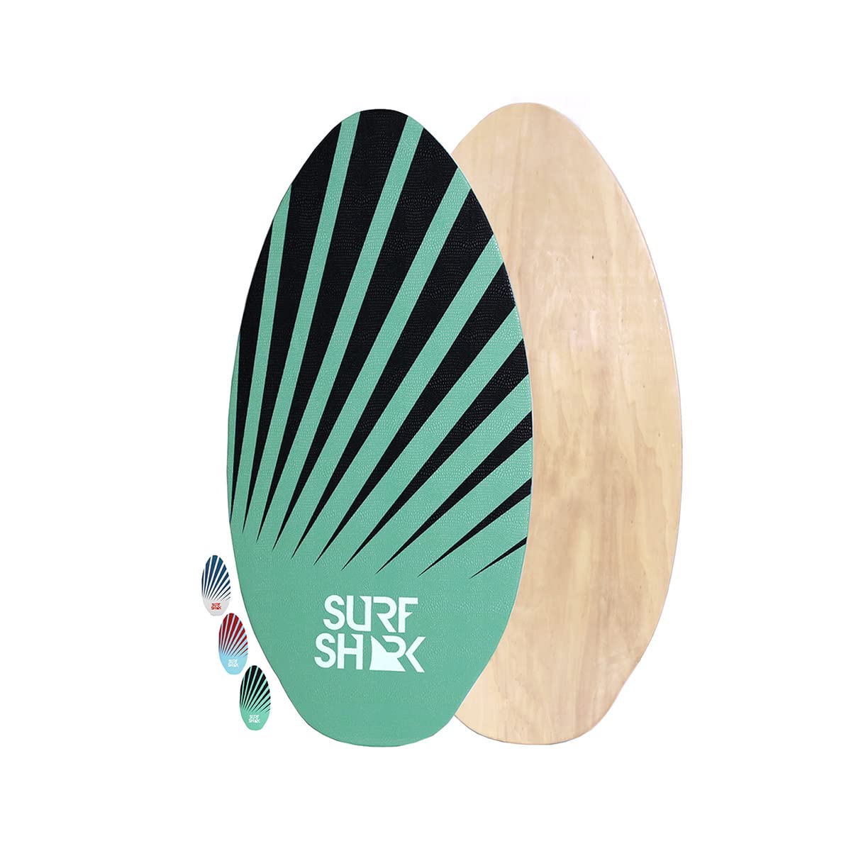 BeachMall Holz-Skimboards, 88,9 bis 104,1 cm, mit EVA-Griffpolster für X-Grip, Holz-Skimboard für Kinder und Erwachsene, BL Druck auf Turq TE, 35 inch