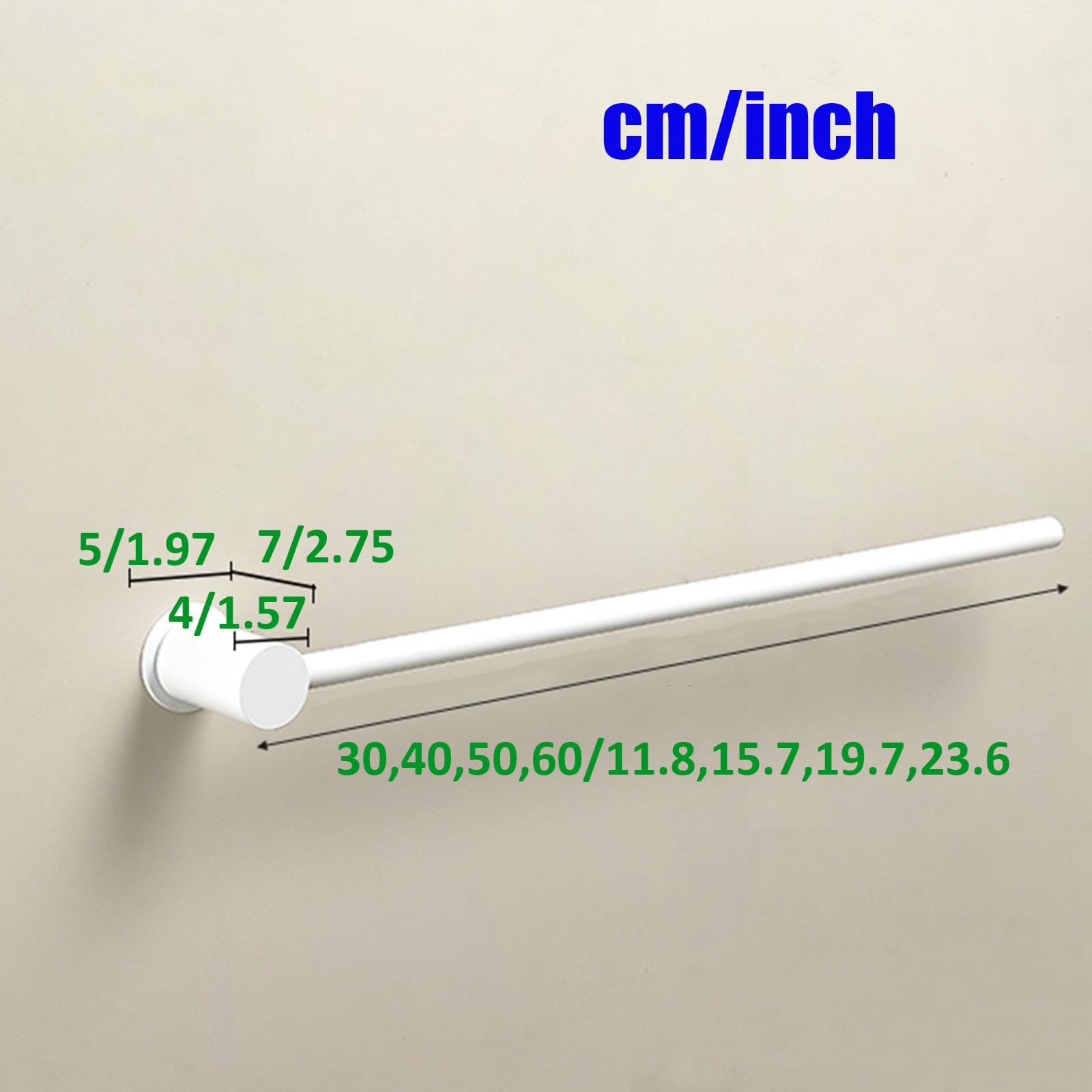 Portasciugamani orizzontale in alluminio, porta asciugamani da bagno, accappatoi e pantofole, organizer per bagno, cucina, hotel, bianco, 40 cm, design durevole