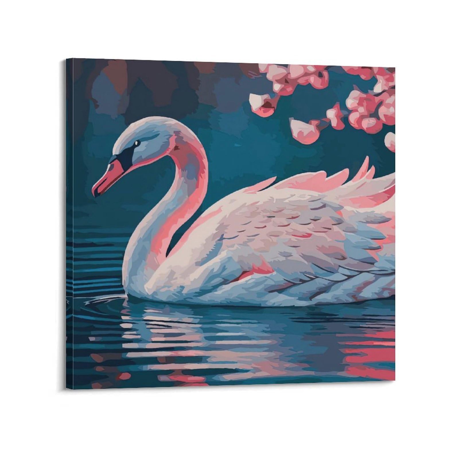 Animal Poster Pink Swan Lake Tune Poster Decorative Painting Canvas Wall Posters And Art Picture Print Modern Family Bedroom Decor Posters 12x12inch(30x30cm)
