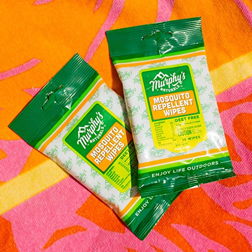 Murphy's Naturals Mosquito Repellent Wipes | Deet Free | Made With Plant Based Essential Oils | Includes Citronella + Lemongrass | Easy To Use | Great For Family | Travel Sized | 10 Wipes #TOP5