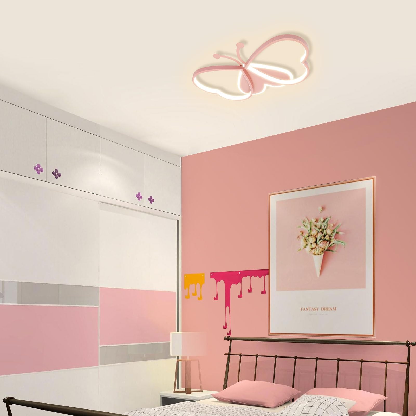 Lámpara de techo LED, lámpara de techo de mariposa 80 W, 3 colores, color