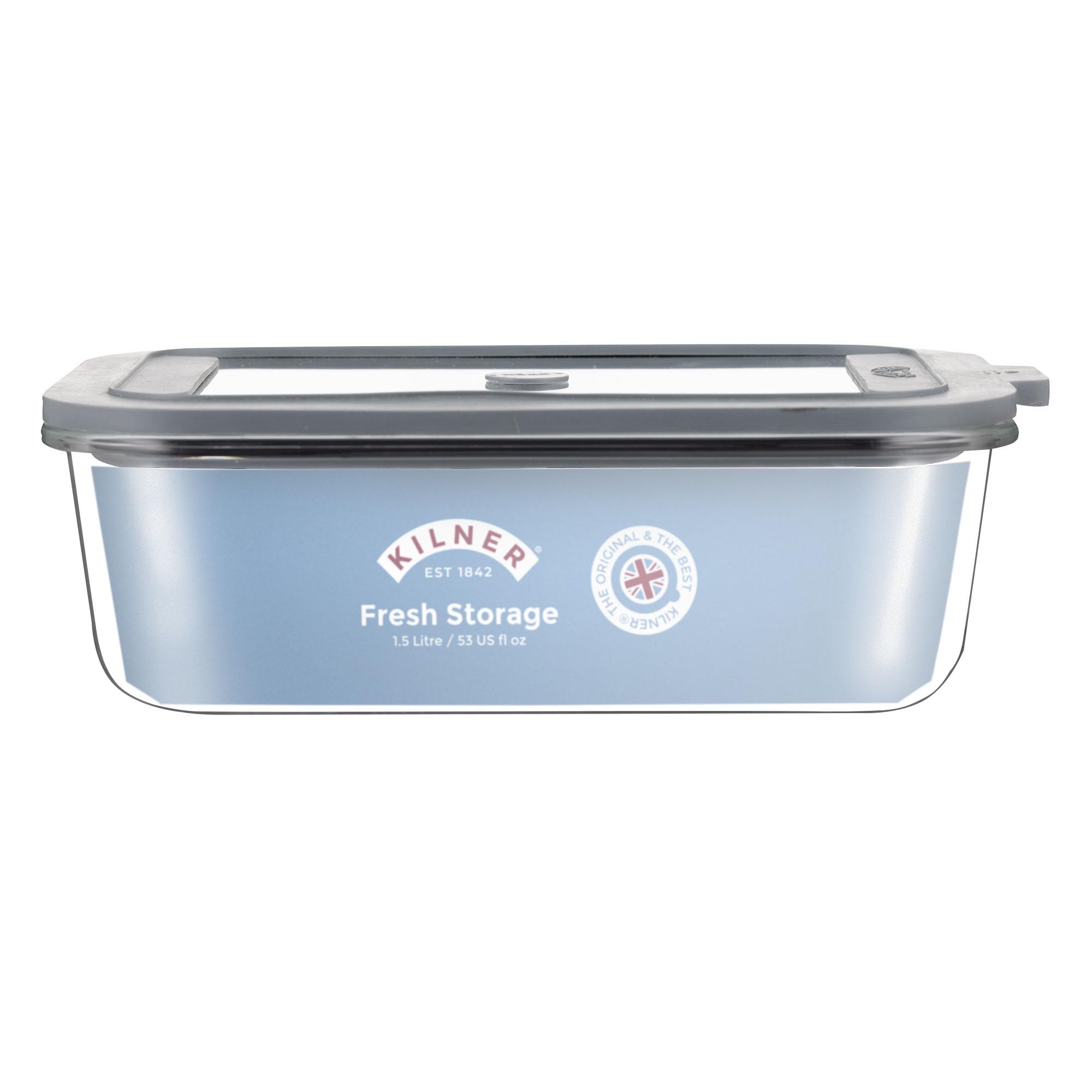 Kilner Fresh Storage 1.5 Litre Airtight Glass Container Durable Leakproof Lid with Vacuum Seal for Food Storage Leftovers Snacks Meal Prep Batch Cooking