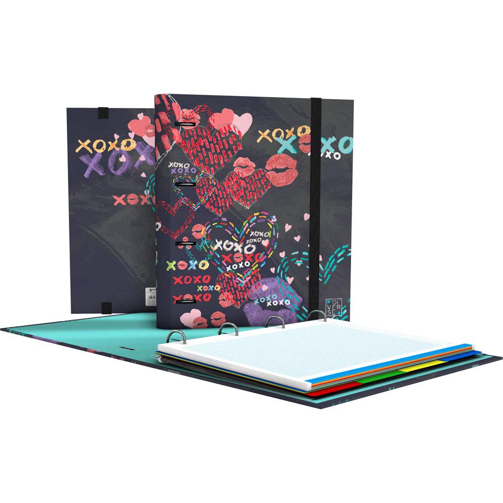 Grafoplás 88101998 A4 Rings 4 Rings XOXO Model Collection Various Contains 4 Extra Thick Dividers