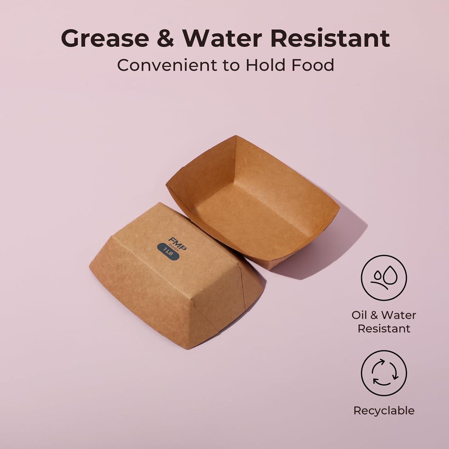 Fit Meal Prep 1000 Pack 1 lb Paper Food Boats Heavy Duty Disposable Trays, Kraft Brown, for Parties Fairs Picnics Carnivals Holds Tacos Nachos Fries Hot Dogs Grease Resistant