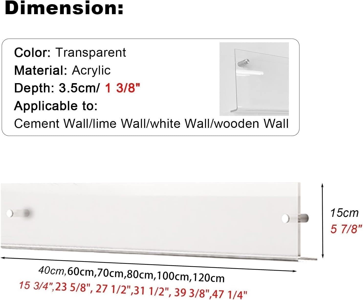 壁掛け式透明アクリルマガジンラック、壁装飾用書類パンフレットディスプレイラック、カタログ収納ラック(40cm(15 3/4インチ))