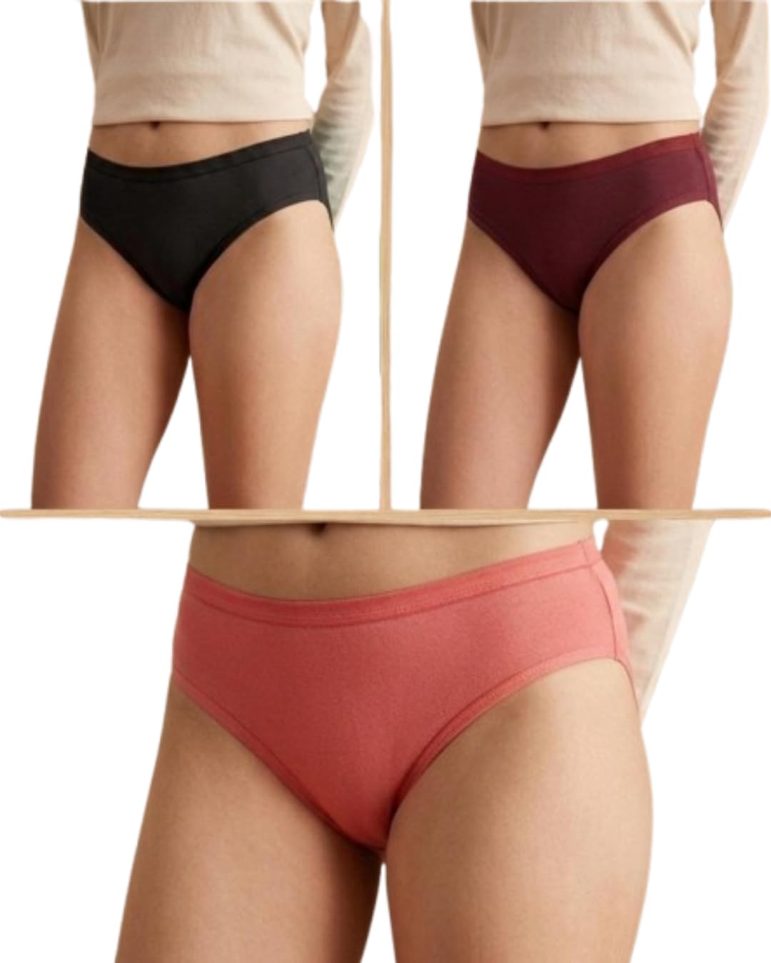 Velvetara Women's Premium Cotton Bikini Panties | Soft Breathable Mid Rise Briefs | Stretchable Everyday Innerwear | Comfortable Bikini Underwear for Women | Multicolor (Pack of 3)-image-37