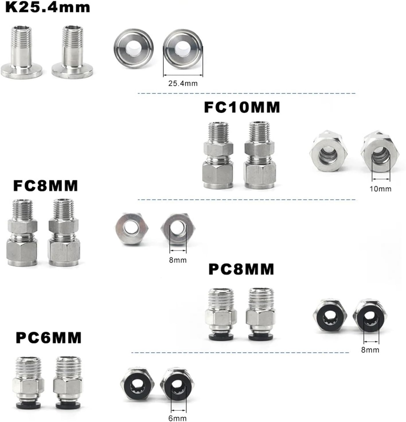 1/4 Inch DN8 Normally Open Stainless Steel Body 2-Way Solenoid Valve With Silicone Gasket For Air Water Oil Alcohol AC220V DC12V 1Pcs(TYPE2 with K25.4mm,AC220V)