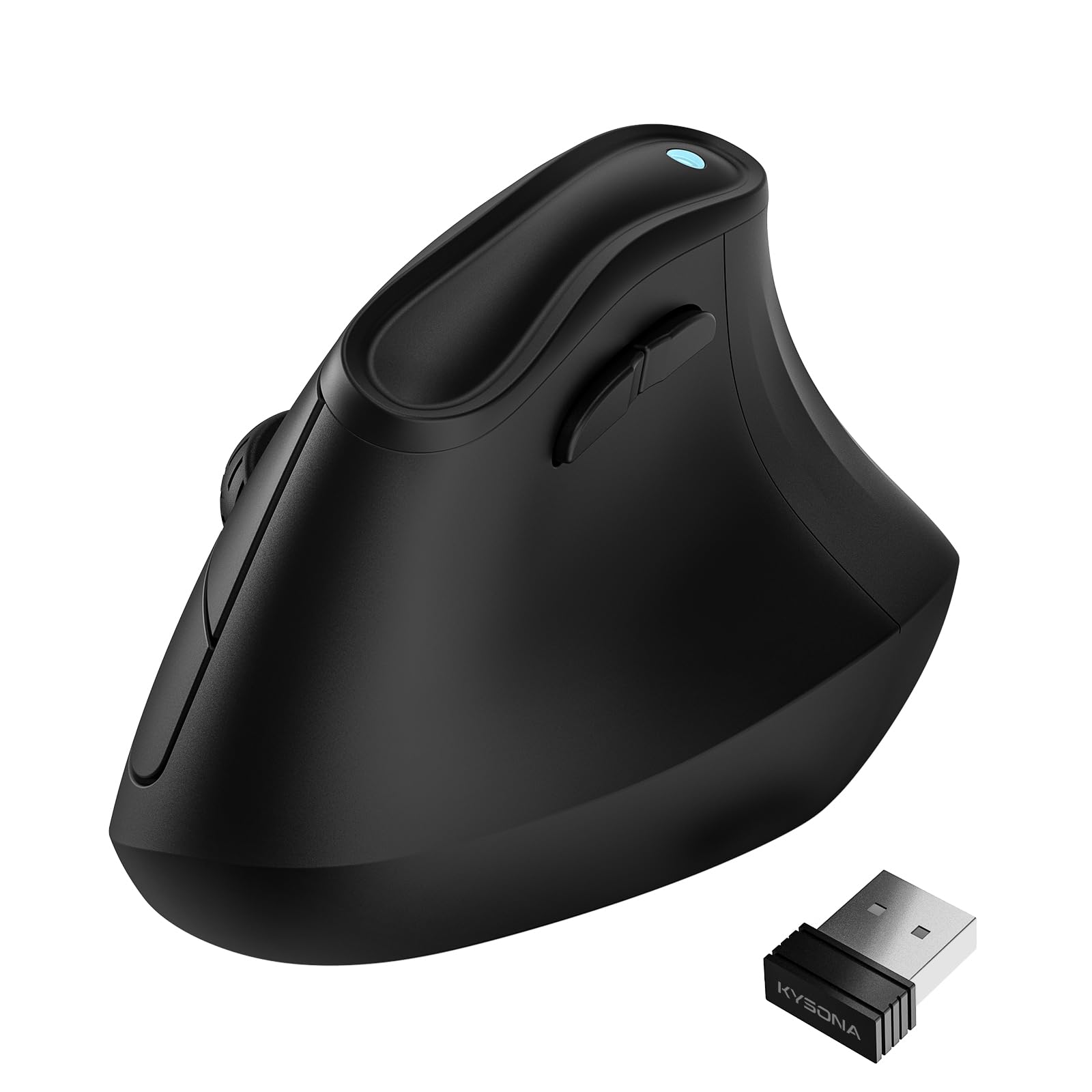 KYSONA 57° Ergonomic Wireless Tower Mouse, Vertical Quiet Ergo Mouse, Bluetooth(BT5.0,BT3.0)&2.4G, (800/1200/2400/2400/4000), 7 Buttons for Windows, macOS, iPadOS, Laptop, PC, Black
