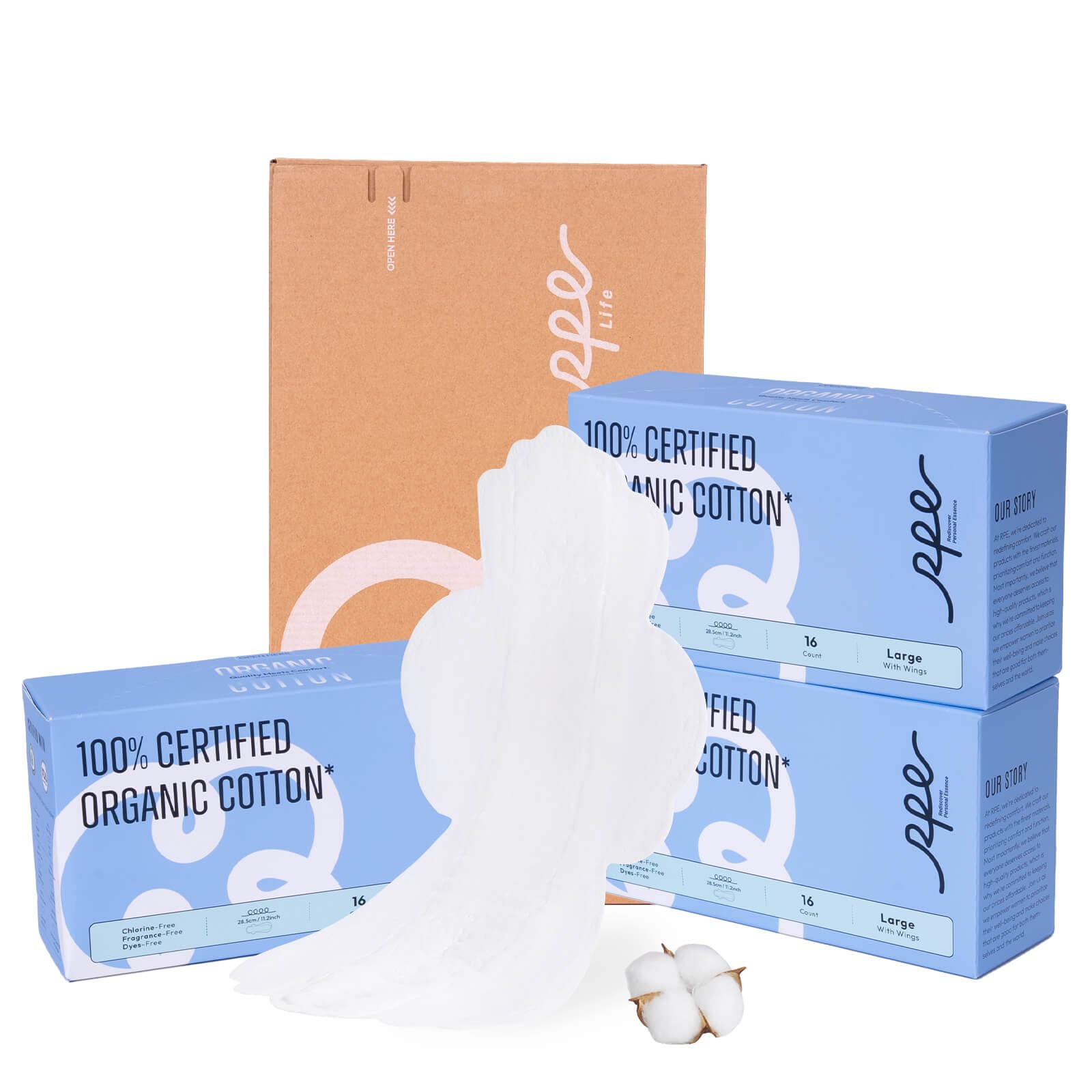 100% Large Organic Pads for Women, Ultra Thin Heavy Flow Sanitary Napkins with Wings, Unscented Cotton Pads, Super Absorbency Feminine Extra Coverage Menstrual Period Pad (Large, Size 4, 48ct) Large (Size 4) Large, Size 4, 48ct