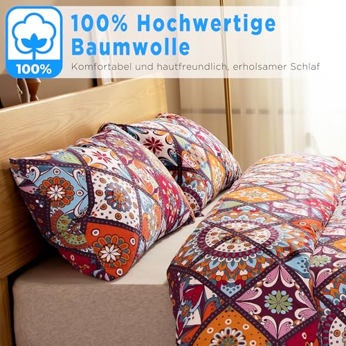ATsense Bettwäsche 135x200 Baumwolle, Bunt Renforcé Bettwäsche-Sets ÖkoTex Bettbezug 135x200 4teilig, Super Weich… – Ansicht 3