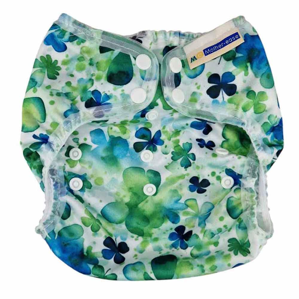 Mother-ease Wizard Duo Reusable Nappy Wrap, All-in-Two System, Adjustable Waist with Poppers, Unisex (Lucky Clover, One Size)