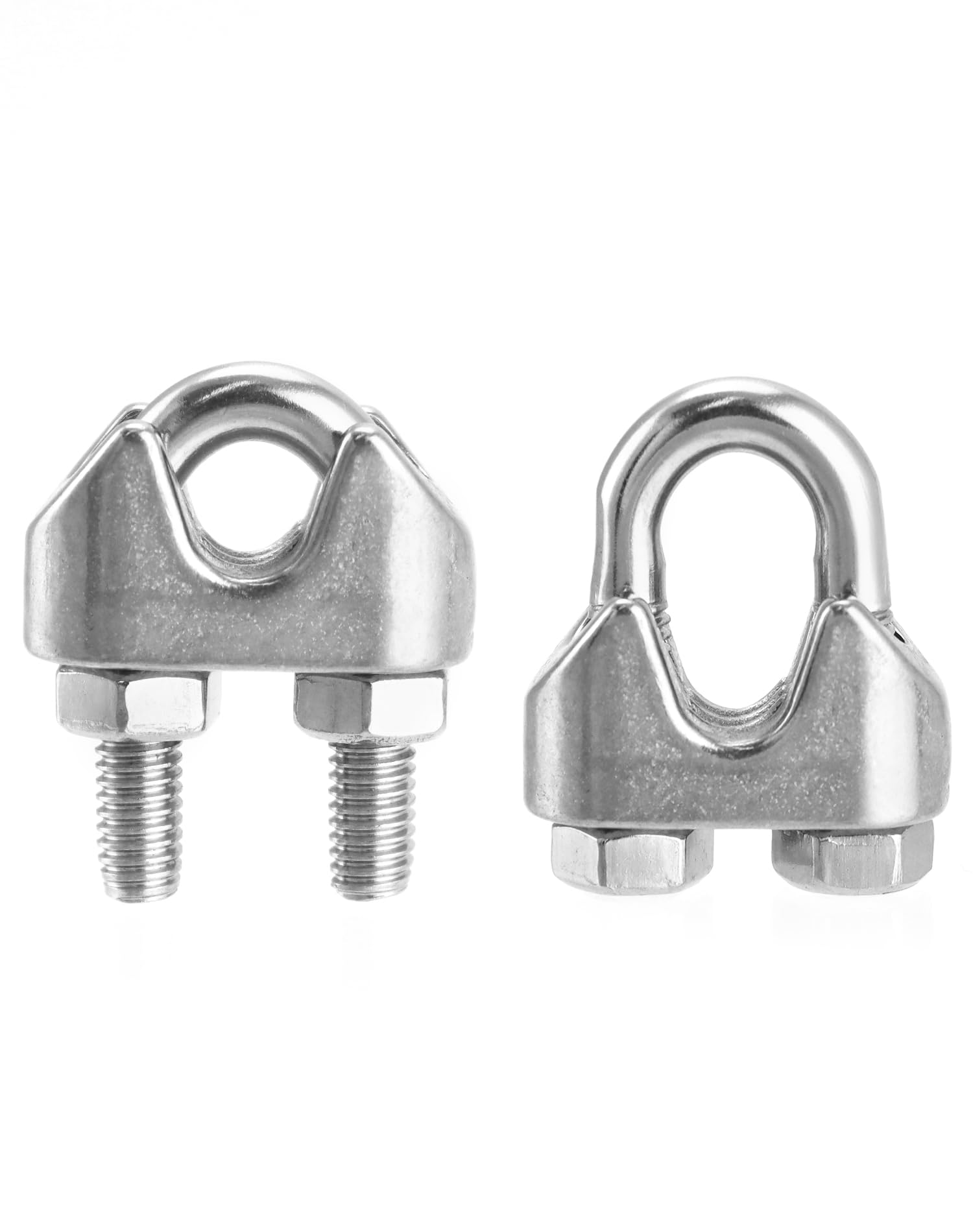 QWORK Lot de 25 colliers de serrage M8 de 0,6 cm, grand boulon en U, serre-câbles en acier inoxydable 304, connectez 2 couches de fil pour former une boucle