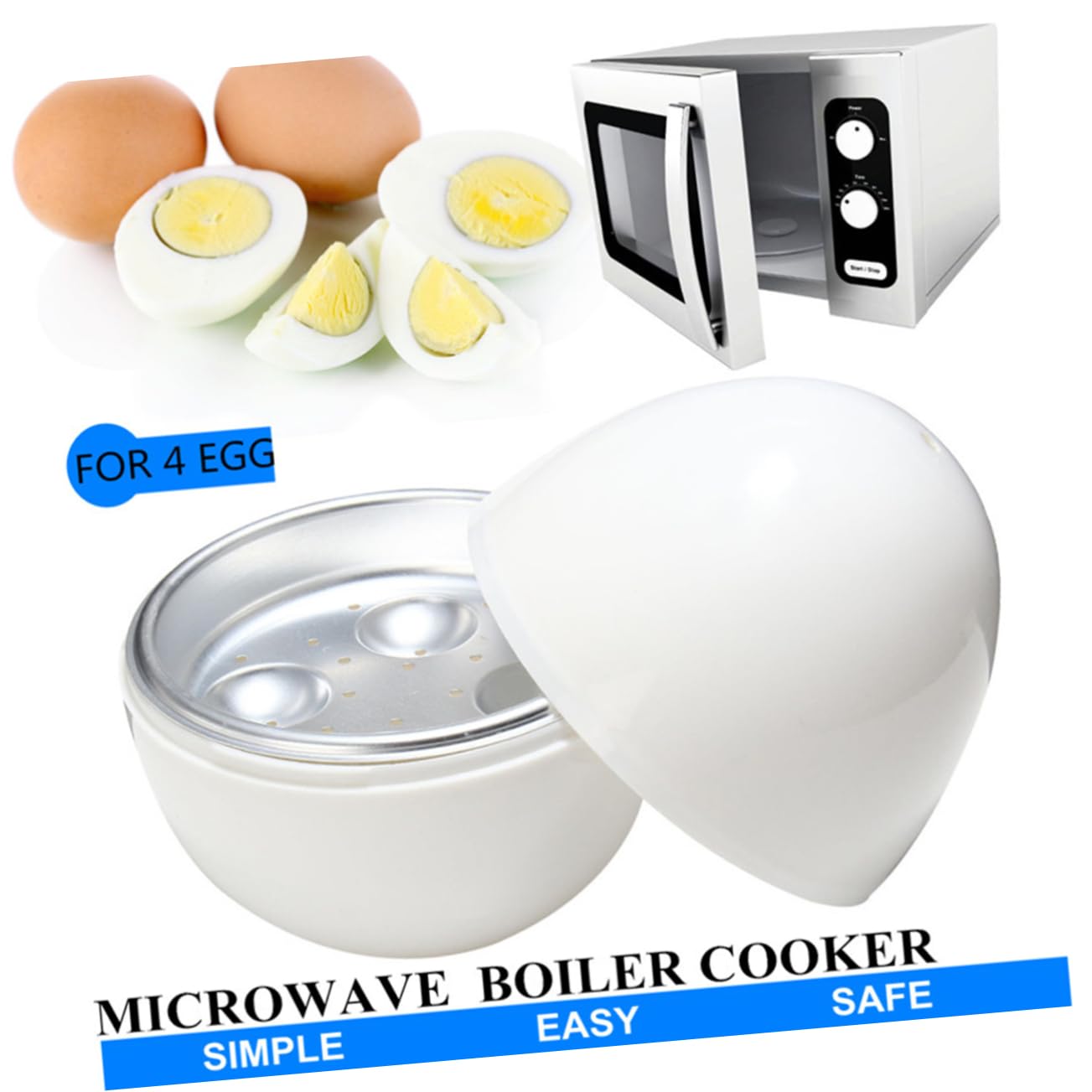 Ciieeo Egg Cookers Round Shape Microwave Egg Poacher Steam Cooking Pp Aluminum Alloy