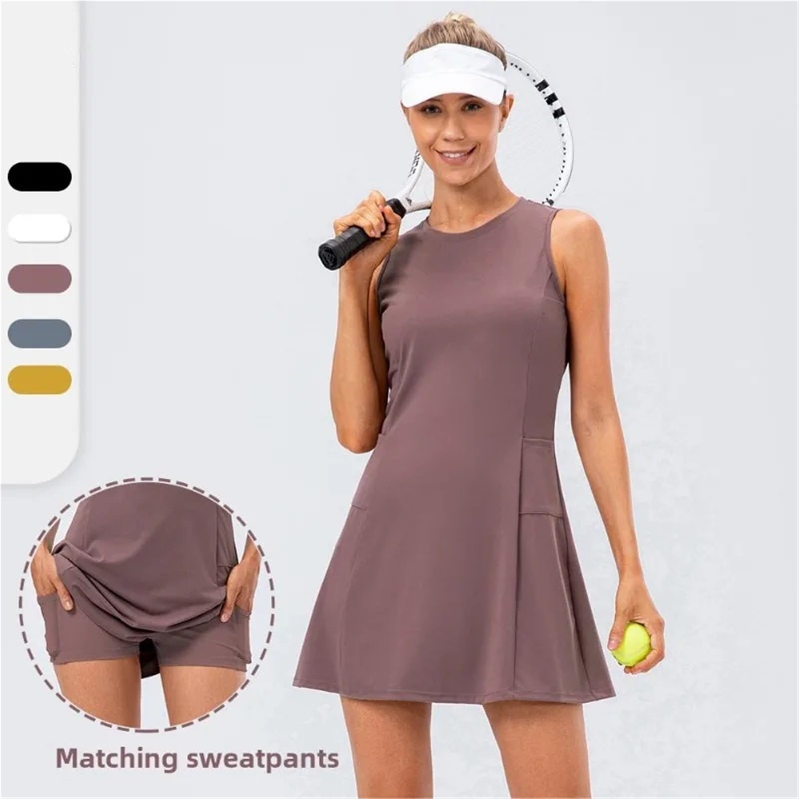 Vestito Tennis Donna Gonna Sportiva da Golf Casual Traspirante da Yoga e Fitness, in Un Unico Pezzo, for Abbigliamento da Donna per Tennis