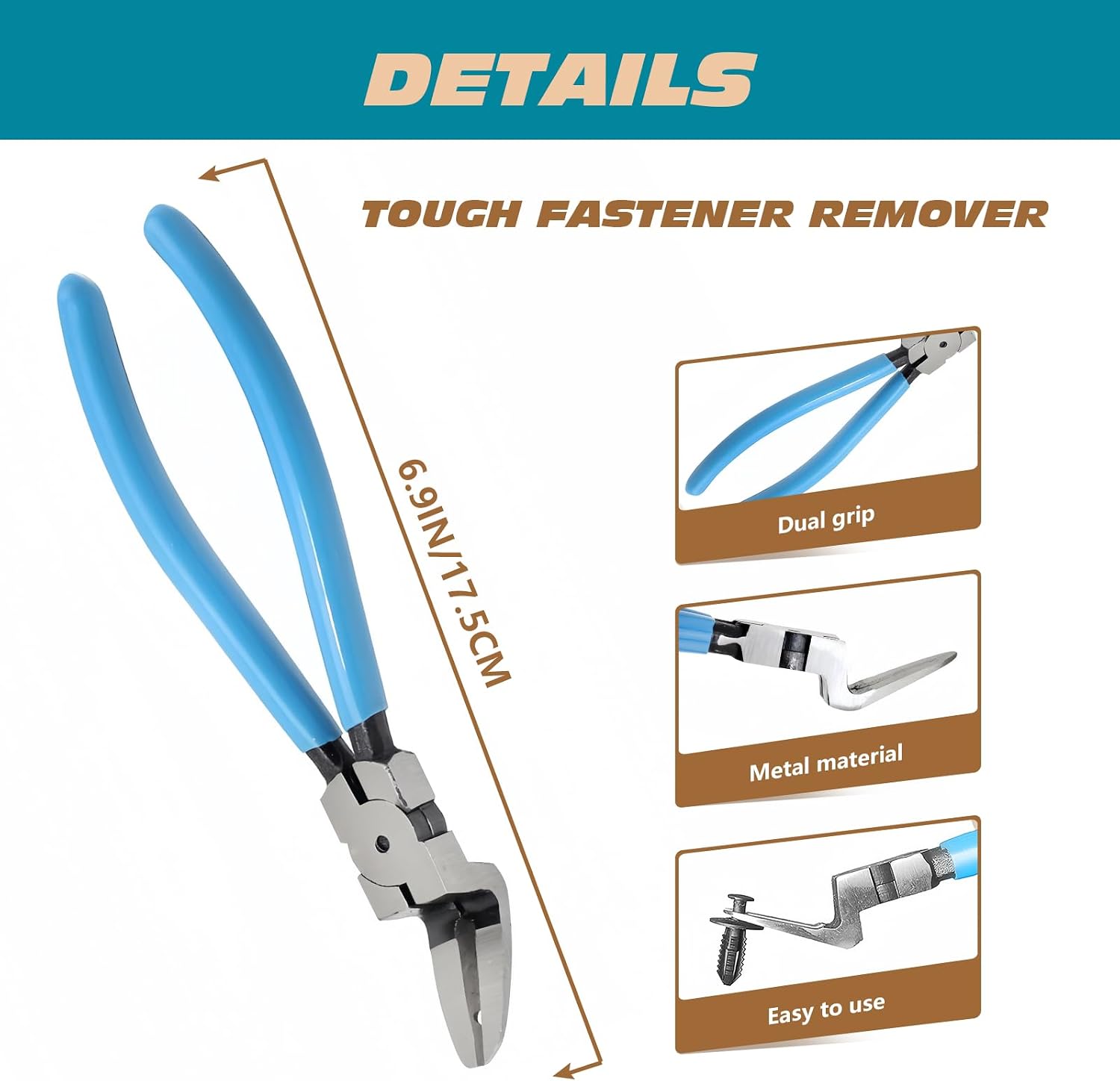 Panel Clip Pliers, Mutipurpose Diagonal Cutting Pliers,Car Door Panel Trim Clip Removal Plier Tool Rivet Clip Fastener Remover (Blue)
