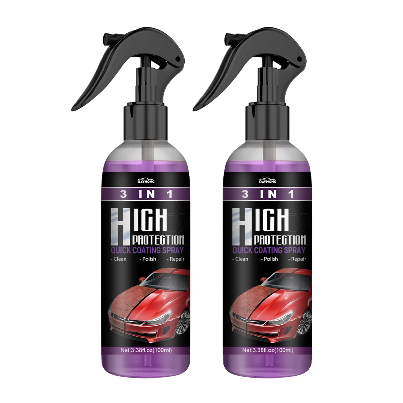 Biaoyun 2Pack 3 In 1 High Protection Quick Coating Spray,High Protection Quick Car Coating Spray,Car Coating Cleaning Spray,Quick Biaoyun-CYR Biaoyun-CYR