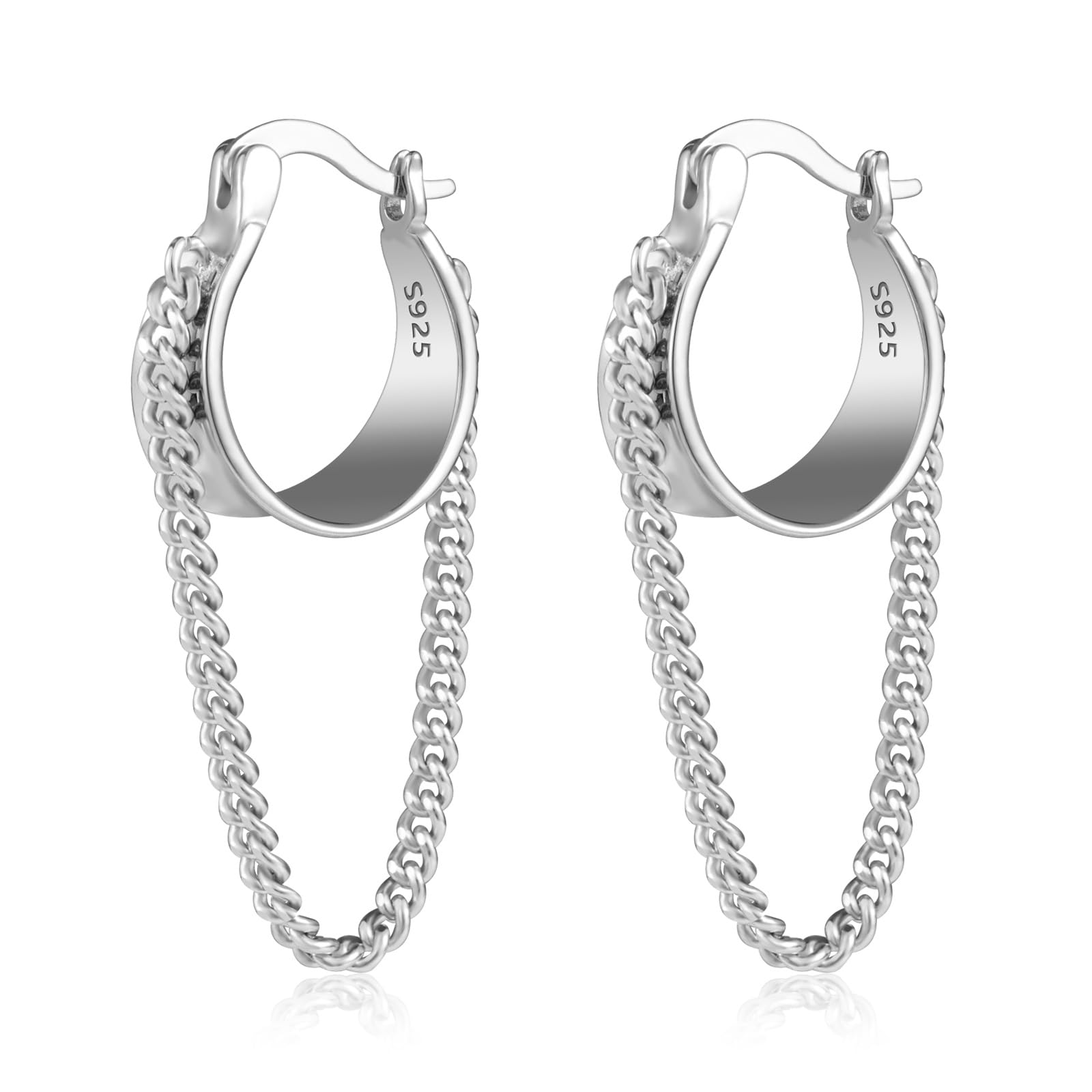 ALEXCRAFT Pendientes Colgantes Mujer Plata De Ley 925 Pendientes Con Cadena