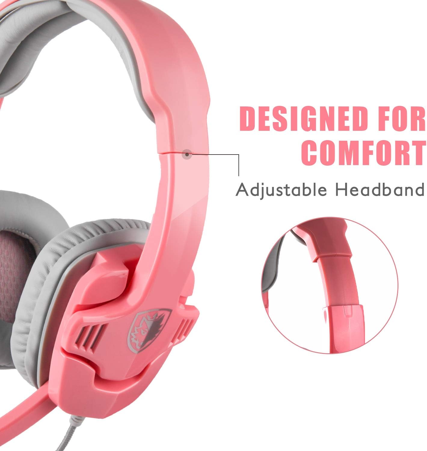 SA708GT Pink Stereo Gaming Headset for Xbox One, PS4, PC, Nintendo Switch Games Over Ear Headphones