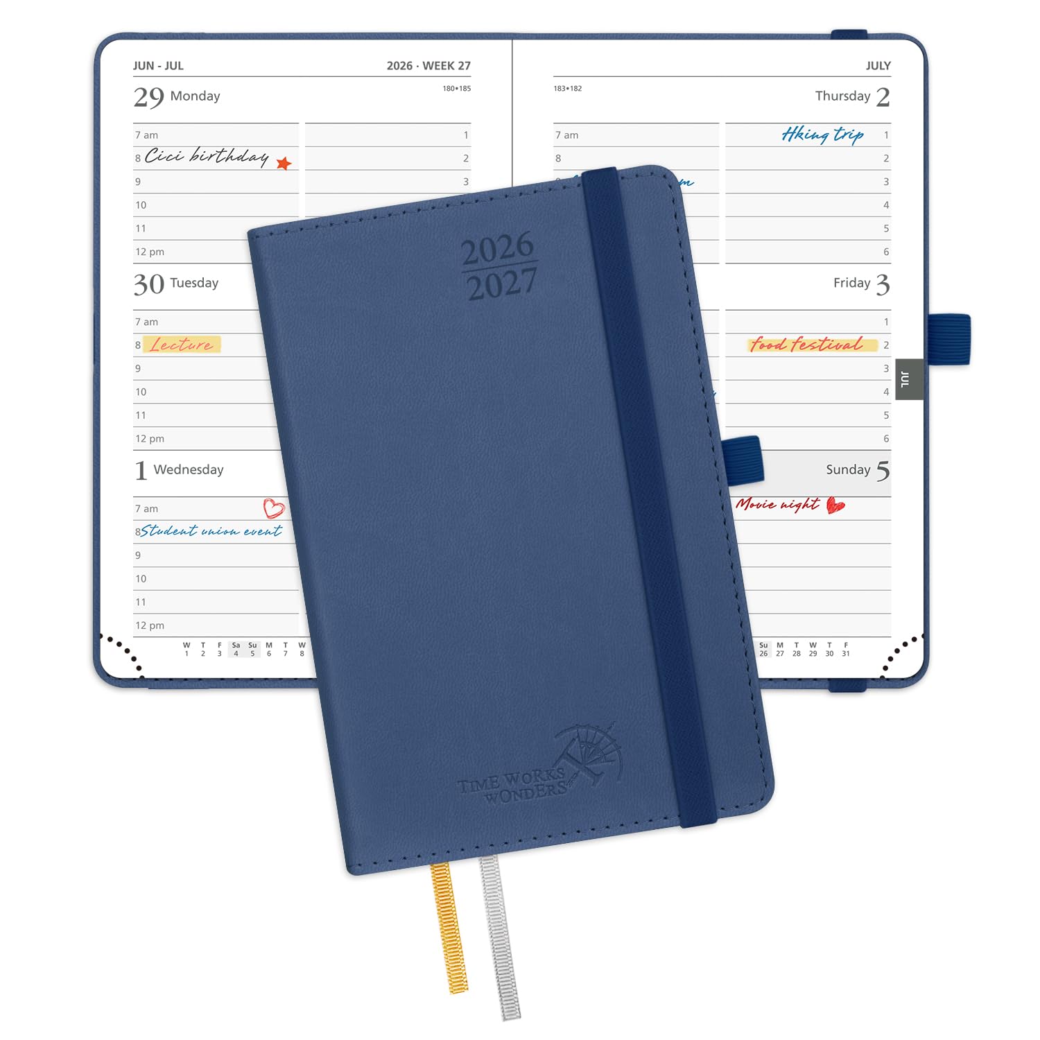 POPRUN Pocket Planner 2026-2027, Purse-4" x 6.25", Academic Pocket Calendar