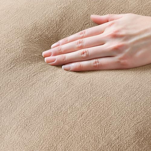 Image of MIULEE Decorative Throw Pillow Covers Neutral Linen Fringe Throw Pillows Euro Shams Set of 2 Camel Boho Farmhouse Cushion Covers for Couch Sofa Bed Living Room Spring Home Decor 26x26 Inch
