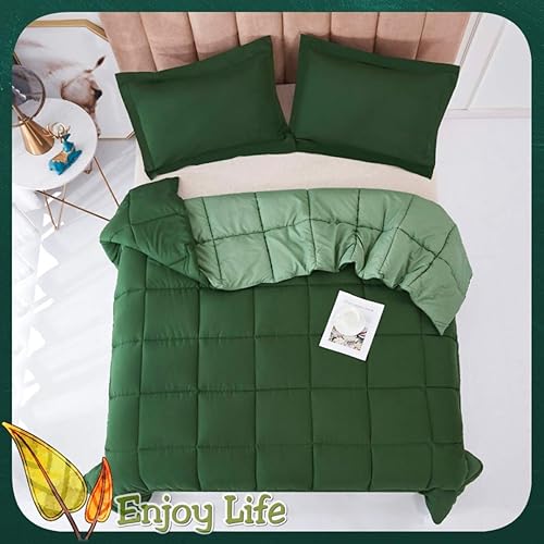 Miniatura 2 de Juego de edredón alternativo de plumón de ganso de 3 piezas para todas las estaciones, relleno de edredón solo 2 fundas, edredón acolchado