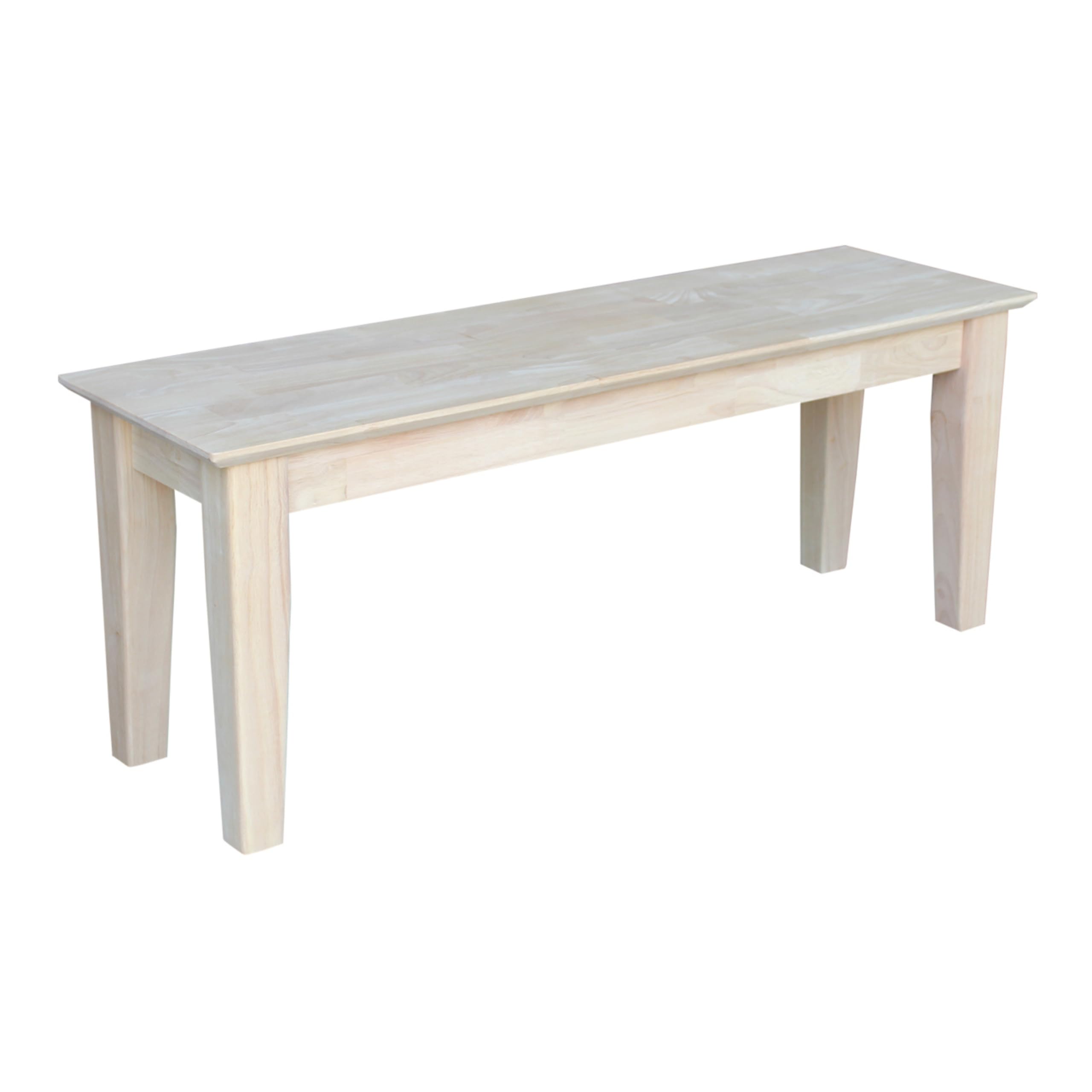 Solid Wood Shaker Style Accent Bench, Unfinished