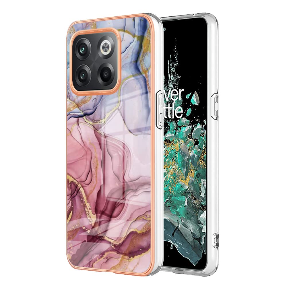 for OnePlus 10T 5G Case, OnePlus ACE Pro Phone Case, Soft TPU + IMD Marble Pattern Slim Design Enhanced Camera and Screen Protection Girls and Women Case for OnePlus 10T 5G BKC Rose