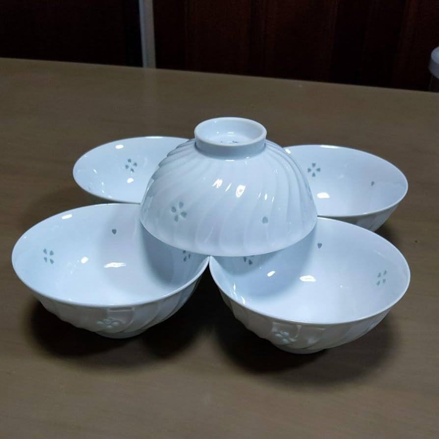 Amazon.co.jp: 有田焼 春峰窯 蛍手技法 飯碗5膳揃い ホワイト