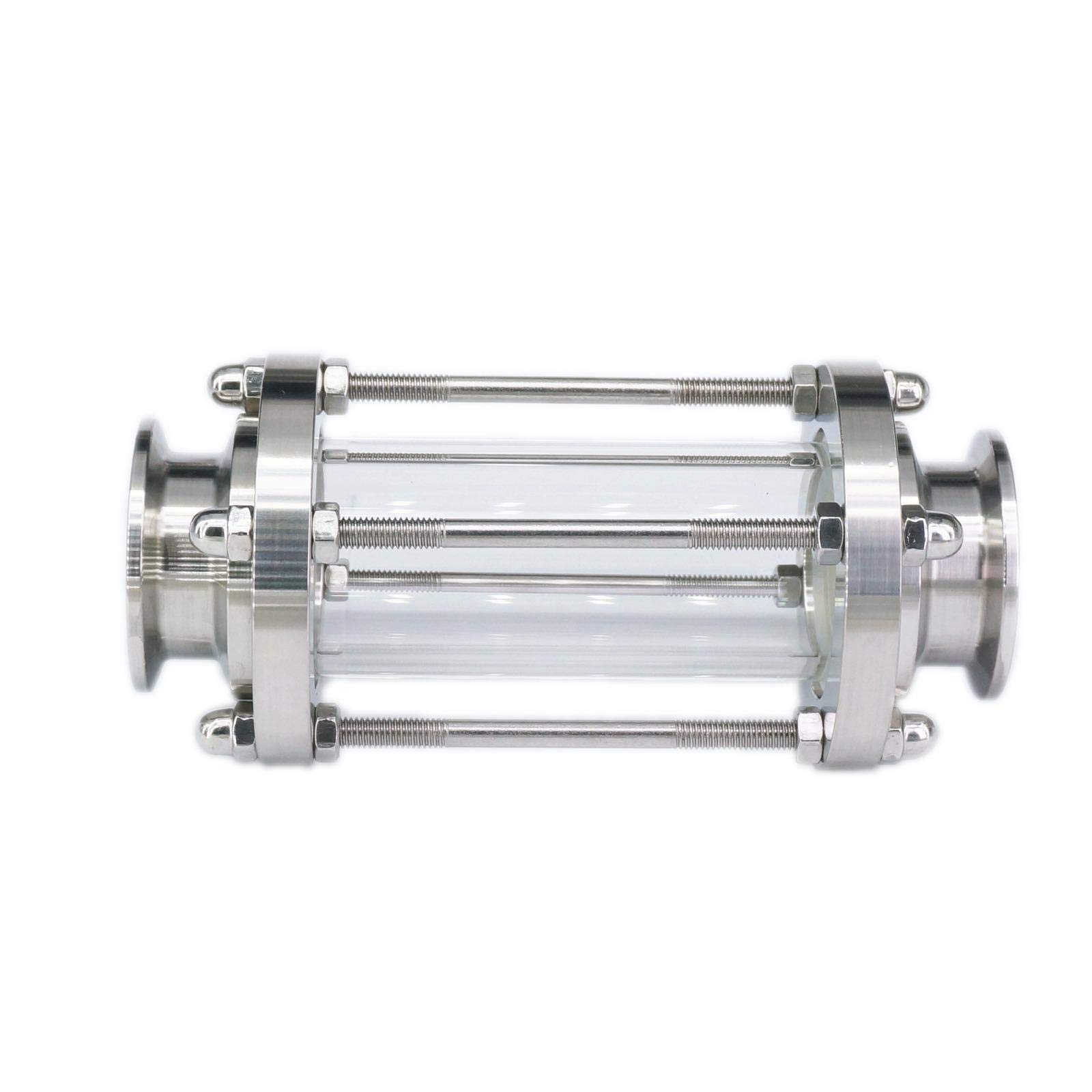 Schauglas, 1 PC 51mm Dioptrien + 2 PCS "Tri Clamp + Dichtung Flow Schauglas SUS 304 Edelstahl Homebrew