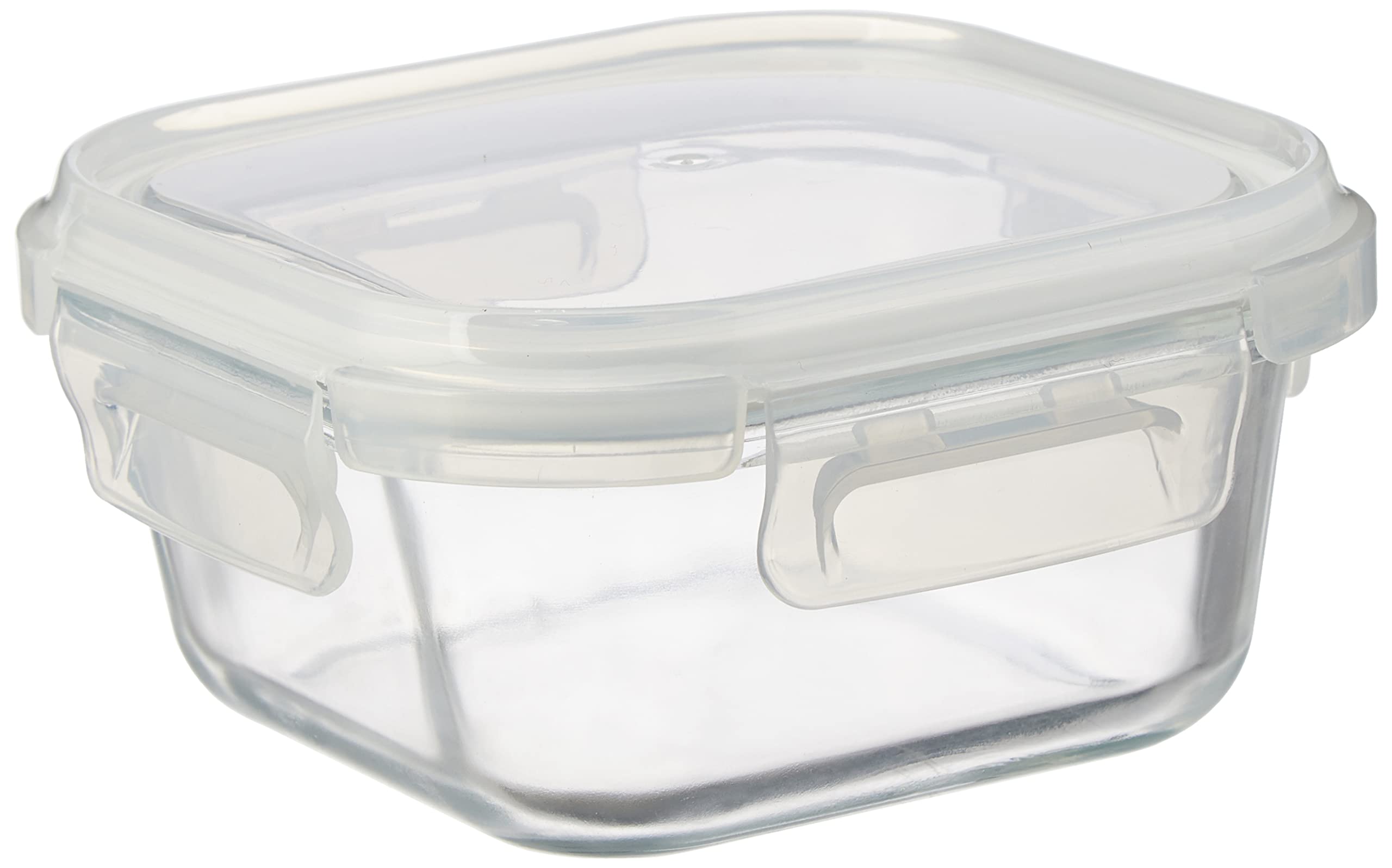 Amazon Brand - Solimo Borosilicate Glass Container With Lids For Kitchen/Tiffin, Square (520 Ml),Transparent