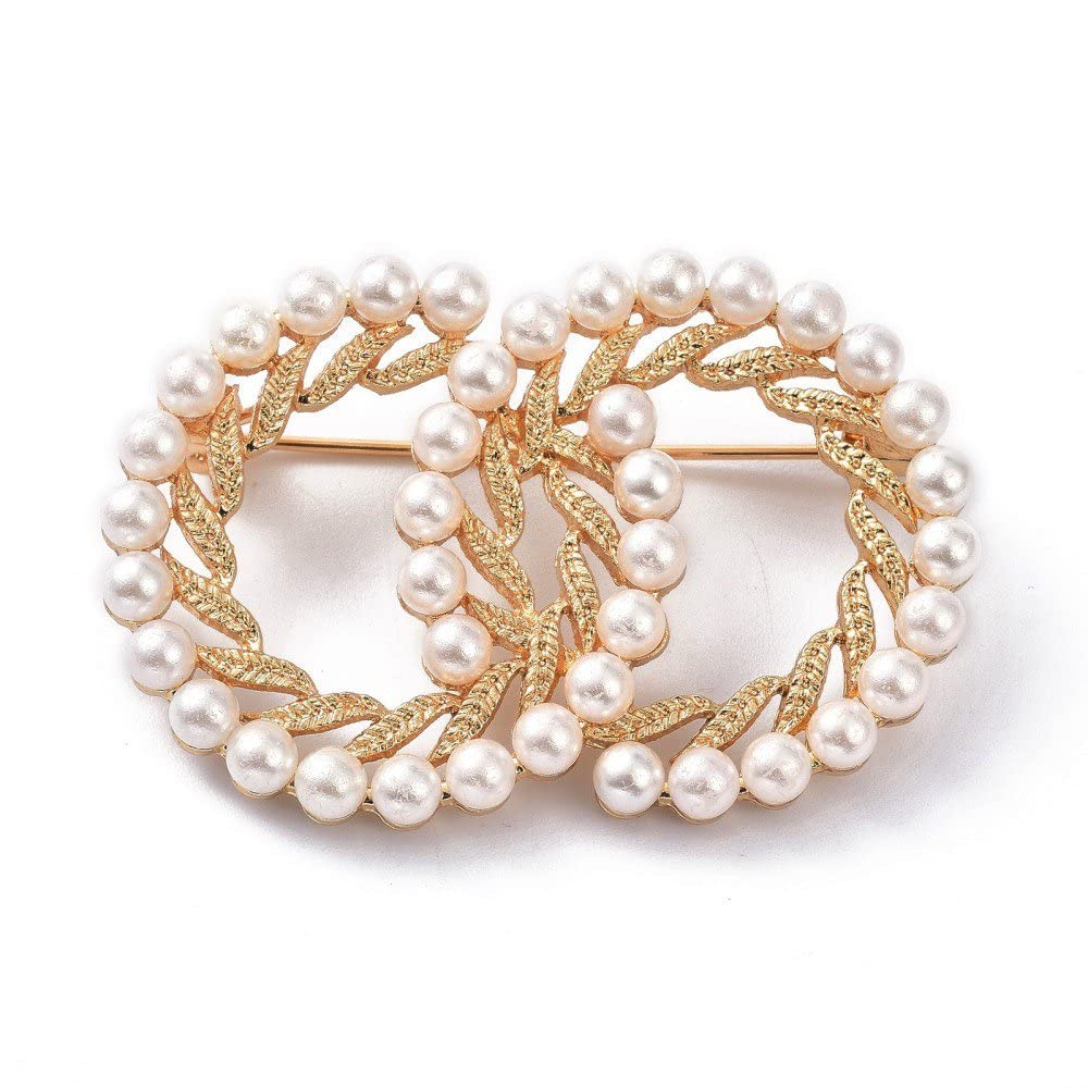 Gold Plated Pearl Studded Traditional Circular Brooch Cum Saree Pin for Women and Girls (Brooch0510) 1 Pc