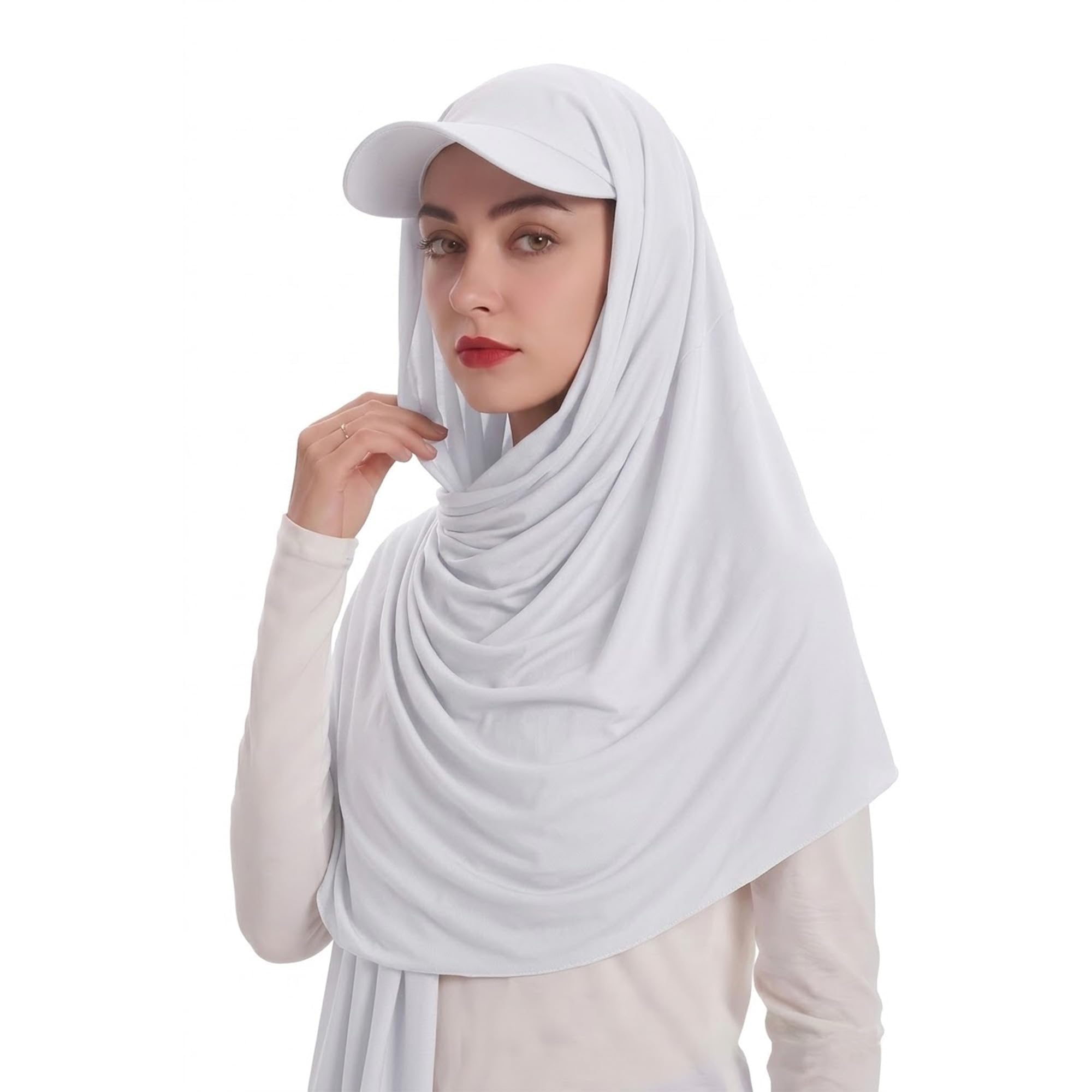 ZLYC Écharpe hijab musulmane avec visière prête à l'emploi pour femme