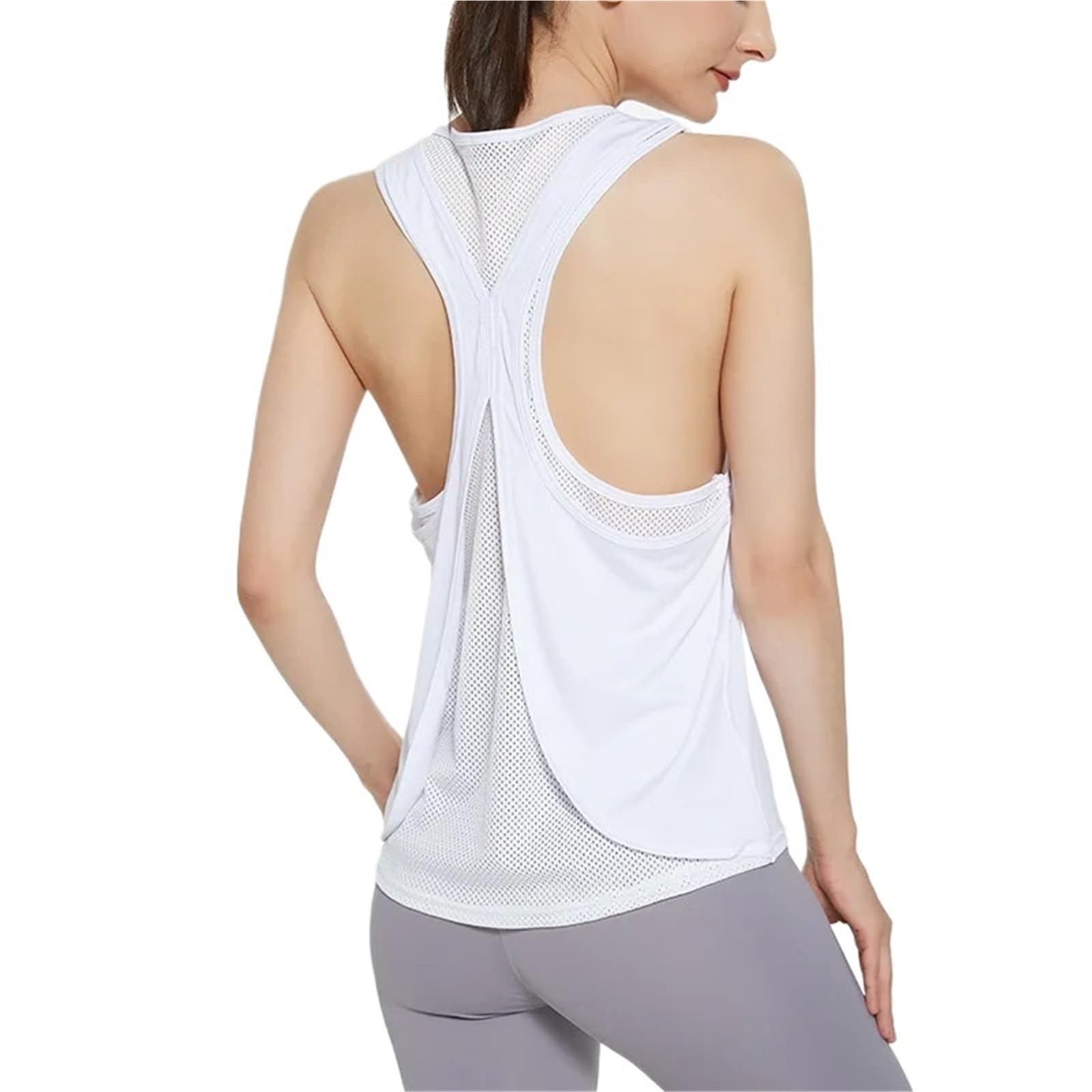 Canotta da Palestra Senza Maniche da Donna, Top da Corsa e Yoga, Maglietta Sportiva da Fitness e Yoga(White,M)