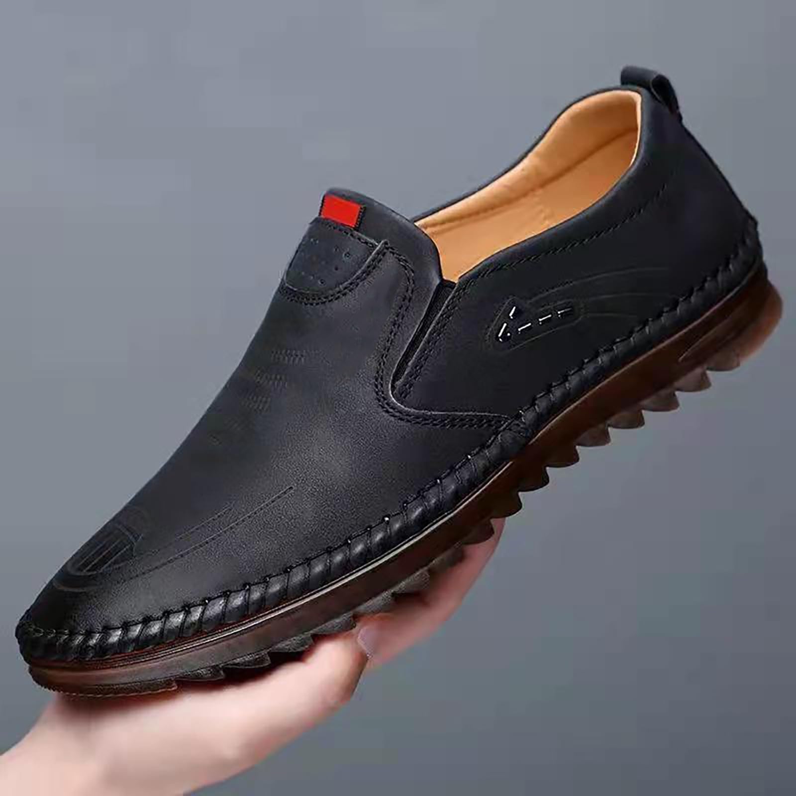 Zapatos de conductor para hombre, de piel suave, informales, planos, antideslizantes