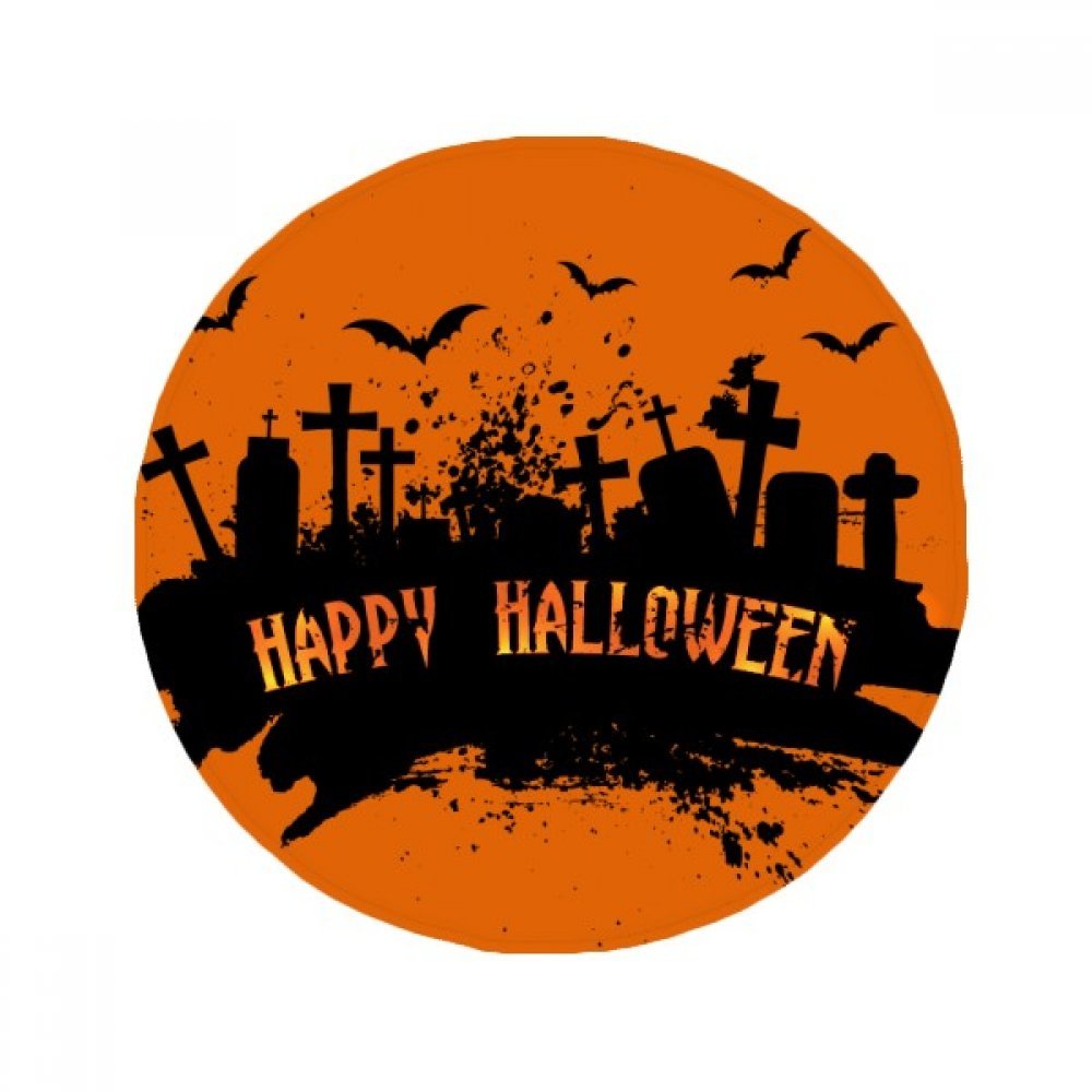 Tapis de bain Halloween cimetière horreur rond 80cm antidérapant salon