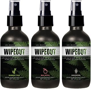 Chronic Wipeout Smoke Smell Eliminator for Home, Cars, Clothes, & More | Smoke Odor Eliminating Spray for All Kinds of Strong Smoke | Gifts for Smokers - Apple, Bamboo Teak, & Unscented 3 Pack - 4 oz