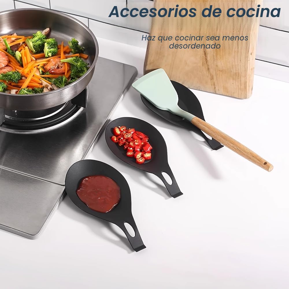 Soportes para Cucharas Silicona, Cocina Soporte Cuchara Silicona, Resto de Cuchara de Silicona, Reposa Cucharas Silicona, para Guardar Espátulas, Cucharas, Tenedores y Cubiertos