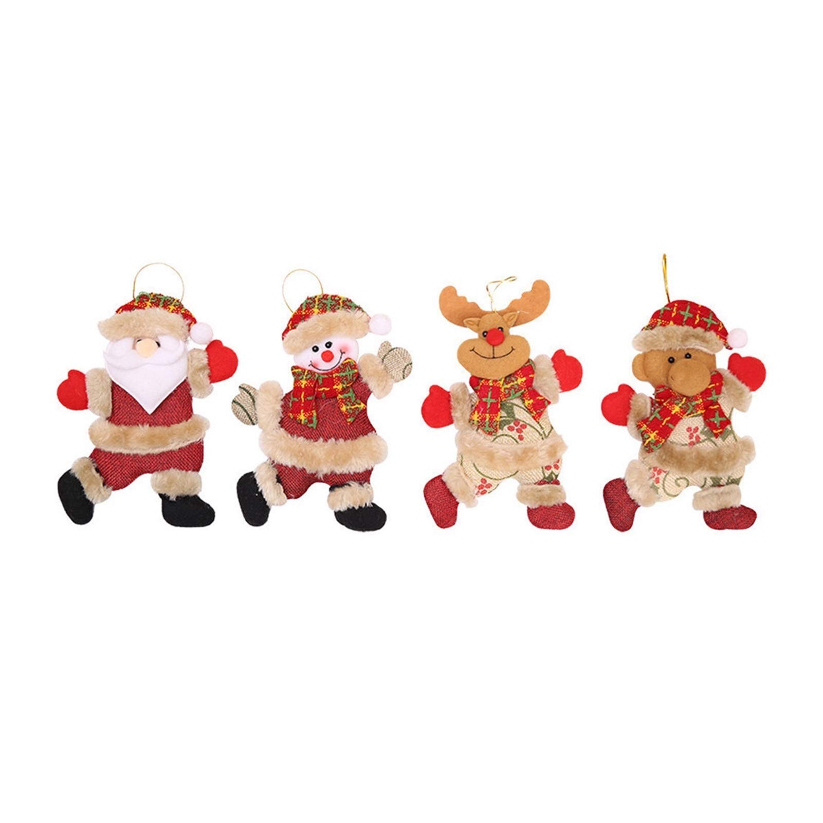 4 Pc Christmas Ornament Santa Snowman Toy Doll Hang Party Decoration Favor Party Decoration Ornaments Toy 1KAIEUE-11-30-H