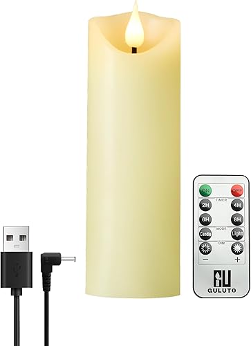Velas recargables sin llama, velas LED parpadeantes que funcionan con pilas, vela de cera real marfil con control remoto y temporizador, vela de