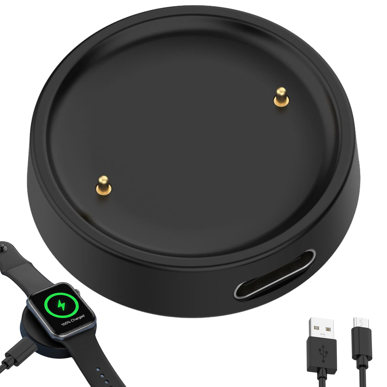 USB C Charger Compatible with Amazfit Active 2 / Bip6,100cm Magnetic Charging Base for Smartwatch, Replacement Charging Cable for Charging Station Compatible with Amazfit Active2 / Bip6, Black