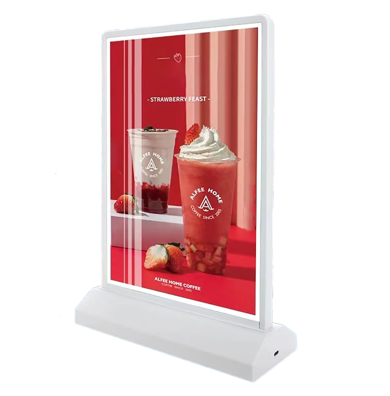 GWBoiuyQETM Poster frame signage stand A4 LED Rechargeable Light Box, Advertising Display Stand, Vertical LED Menu Board Display Stand, Illuminated Poster Stand menu board